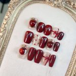 Handmade Christmas Apple Press-On Nails – Short High-End Nail Art Series - Image 3