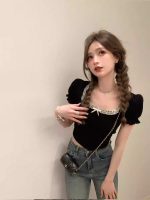 Bow Square Neck Lace Crop Top - Image 3