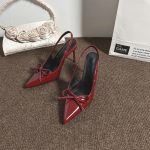 Burgundy Pointed Toe High Heels – Elegant Bow Detail - Image 5