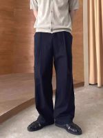 Linen Blend Relaxed Straight-Leg Trousers for Men - Image 9