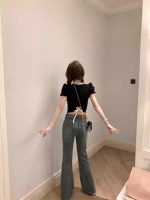Bow Square Neck Lace Crop Top - Image 4