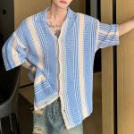 Color Block Hollow Knit Short Sleeve Cardigan - Image 12
