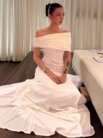 Women’s Color-Block Pleated Off-Shoulder Maxi Dress - Image 12