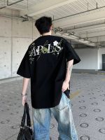 Men’s Street Retro Floral Embroidery Loose Tee - Image 2