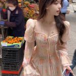 French Floral Ruffled Maxi Dress – Elegant Waist-Cinching Tea Break Dress for Women - Image 3