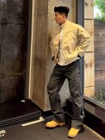 Khaki Retro Harrington Denim Workwear Jacket for Men - Image 3