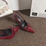 Burgundy Pointed Toe High Heels – Elegant Bow Detail - Image 6
