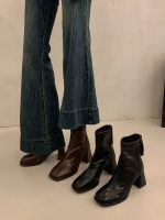 Square Toe Stretch Ankle Boots genuine leather - Image 6