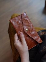 Women’s Vegetable Tanned Genuine Leather Long Wallet Envelope Clutch - Image 2