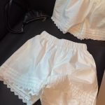 White Lace Trim Patchwork Casual Shorts for Women