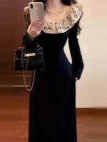 Women’s Elegant Black Knit Maxi Dress - Image 6