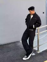 Khaki Retro Harrington Denim Workwear Jacket for Men - Image 4