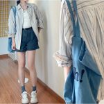 Women’s Blue Striped Shirt Jacket – Japanese Style Niche Fashion Outerwear - Image 2