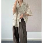 Elegant Floral Cuban Collar Ice Silk Shirt - Image 2