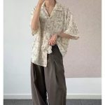 Elegant Floral Cuban Collar Ice Silk Shirt - Image 4