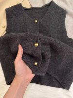 Women’s Gold Button Knit Vest Sleeveless Layering Top - Image 4
