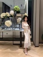 Women’s V-Neck Lace Patchwork Floral Long Sleeve Dress - Image 7