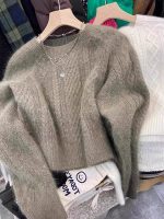 Women’s Mohair Cable Knit Cropped Sweater with Soft Plush Texture - Image 6