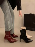 Women's French Pointed Toe Elastic Ankle Boots - Image 2