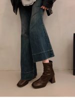Square Toe Stretch Ankle Boots genuine leather - Image 9