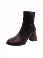 Square Toe Stretch Ankle Boots genuine leather - Image 11