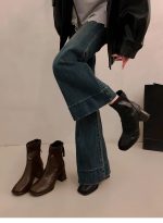 Square Toe Stretch Ankle Boots genuine leather - Image 8