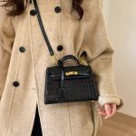 Retro Crocodile-Pattern Small Square Crossbody Bag – Women's Elegant Autumn/Winter Kelly-Style Handbag