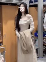 French Style Off Shoulder Bodycon Long Dress Women Elegant Fitted Base Dress - Image 5