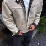 Khaki Retro Harrington Denim Workwear Jacket for Men