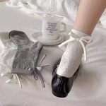 Spring Summer Grey Bow Cotton Slouch Socks - Image 3
