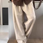 Linen Blend Relaxed Straight-Leg Trousers for Men