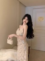 French Style Jacquard Embroidered Slip Dress – Elegant Spring Summer Women's Midi Dress - Image 3