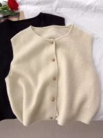 Women’s Gold Button Knit Vest Sleeveless Layering Top - Image 5