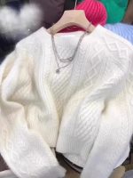 Women’s Mohair Cable Knit Cropped Sweater with Soft Plush Texture - Image 5