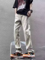 Men’s Vintage Yellow Mud Wash Loose Straight Denim Pants - Image 5