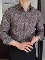 Men’s Printed Slim Fit Long Sleeve Shirt – 2025 British Style Wrinkle-Resistant Dress Shirt - Image 3