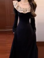 Women’s Elegant Black Knit Maxi Dress - Image 8