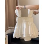 White V-Neck Jacquard Camisole – Slim Fit French Style Doll Top - Image 2