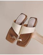 Vintage Woven Toe Ring Chunky Heel Sandals - Image 3