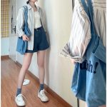 Women’s Blue Striped Shirt Jacket – Japanese Style Niche Fashion Outerwear - Image 5