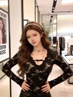 Women’s Slim Fit Lace V-Neck Pullover Top – 2026 Winter Long Sleeve Elegant Base Layer Shirt - Image 3