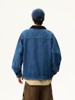 Retro Washed Blue Clean-Fit Denim Jacket for Men - Image 5