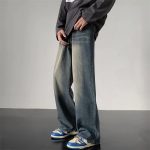 American Retro Hong Kong Style Men's Jeans – Loose Wide-Leg Straight Streetwear Pants - Image 3