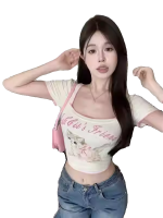 Cat Print Square Neck T-Shirt - Image 2