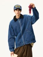 Retro Washed Blue Clean-Fit Denim Jacket for Men - Image 4
