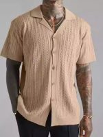 Men’s Ice Silk Knitted Short Sleeve T-Shirt Cardigan – Summer Lightweight Korean Style - Image 2