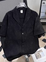 Unisex Lazy Style Jacquard Loose Short Sleeve Shirt - Image 5