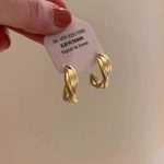 Irregular Gold Minimalist Hoop Stud Earrings - Image 4