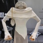 Women’s Floral Off-Shoulder Asymmetric Knit Top