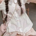 Petite Preppy Shirt & Skirt Two-Piece Set – 2025 Summer Youthful College Style Outfit